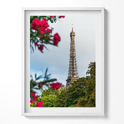 Tablou living cu rama Turnul Eiffel în flori - Paris, Franța