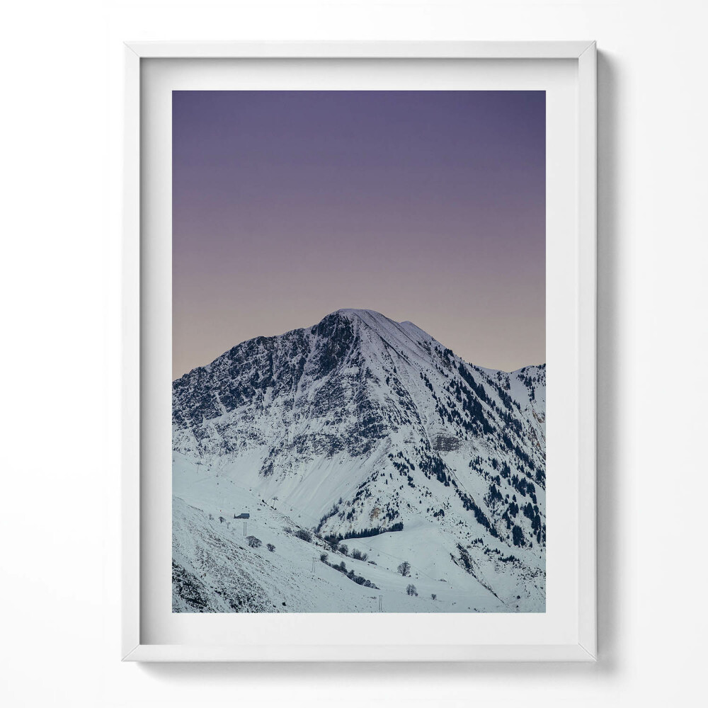 Tablou rama Vârf de munte înzăpezit la amurg