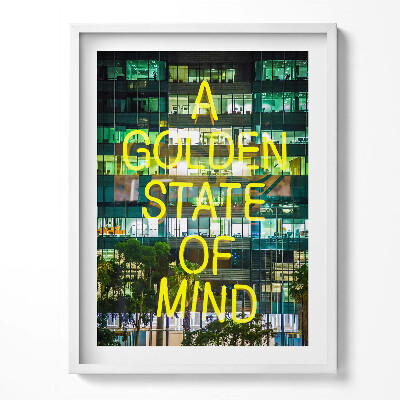 Tablou living cu rama Lumini galbene de neon pe clădire