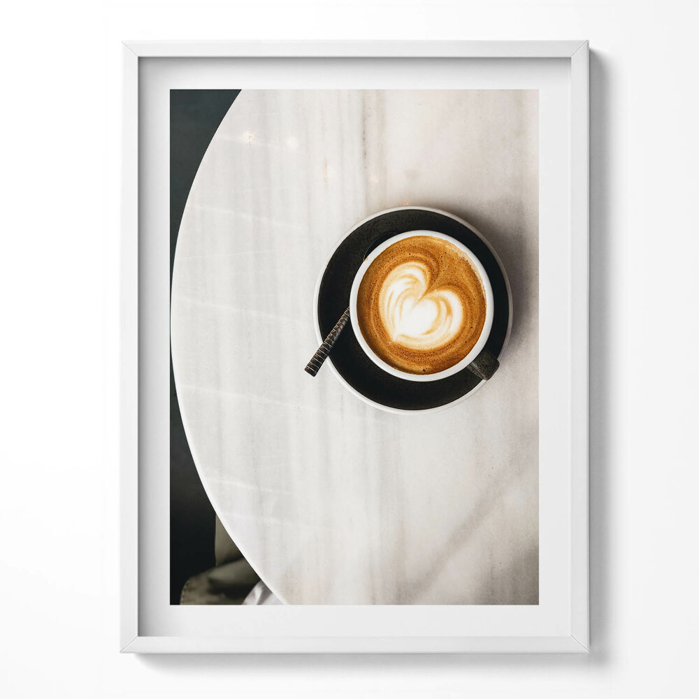 Tablou living cu rama O ceașcă de cafea cu inimă