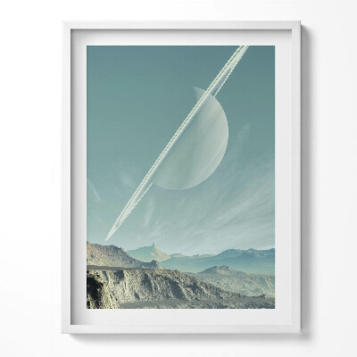 Tablou living cu rama Planeta Saturn pe cer