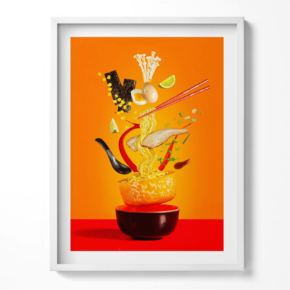 Tablou rama Ilustrație cu supă ramen - temă de bucătărie