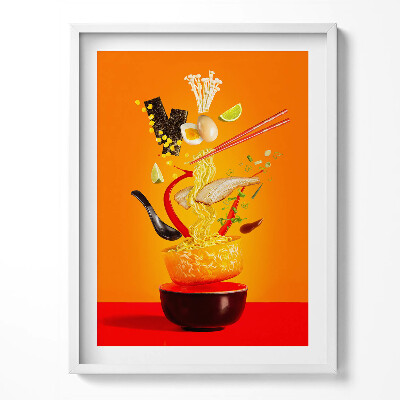 Tablou rama Ilustrație cu supă ramen - temă de bucătărie