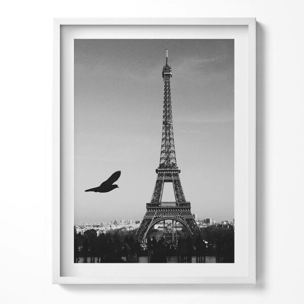 Tablou living cu rama Turnul Eiffel și Pasărea Zburătoare din Paris