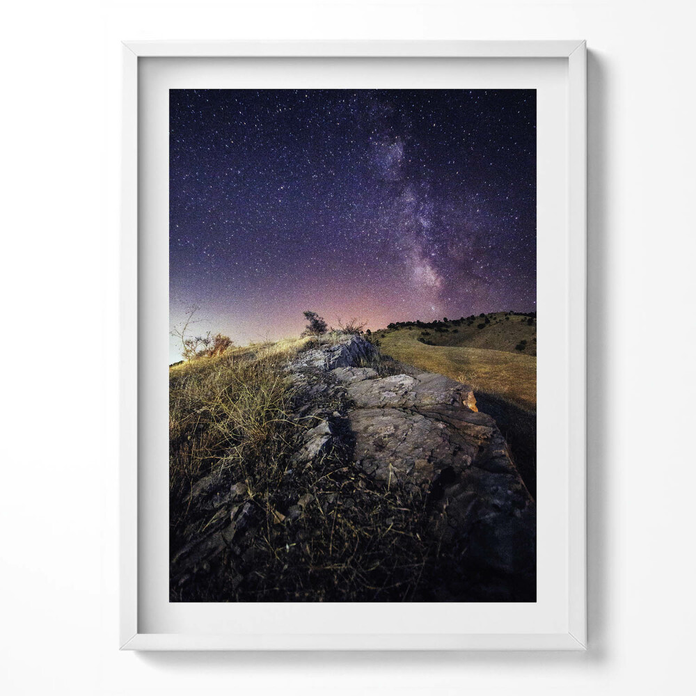 Tablou living cu rama Peisaj natural și cer înstelat