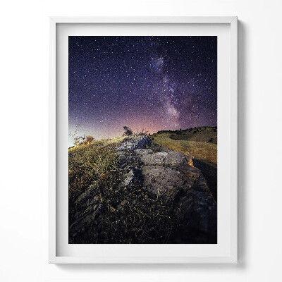 Tablou living cu rama Peisaj natural și cer înstelat