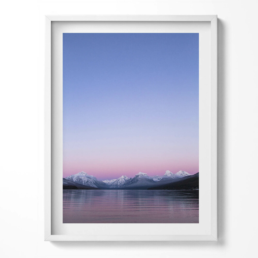 Tablou living cu rama Peisaj de munți și lacuri, minimalism