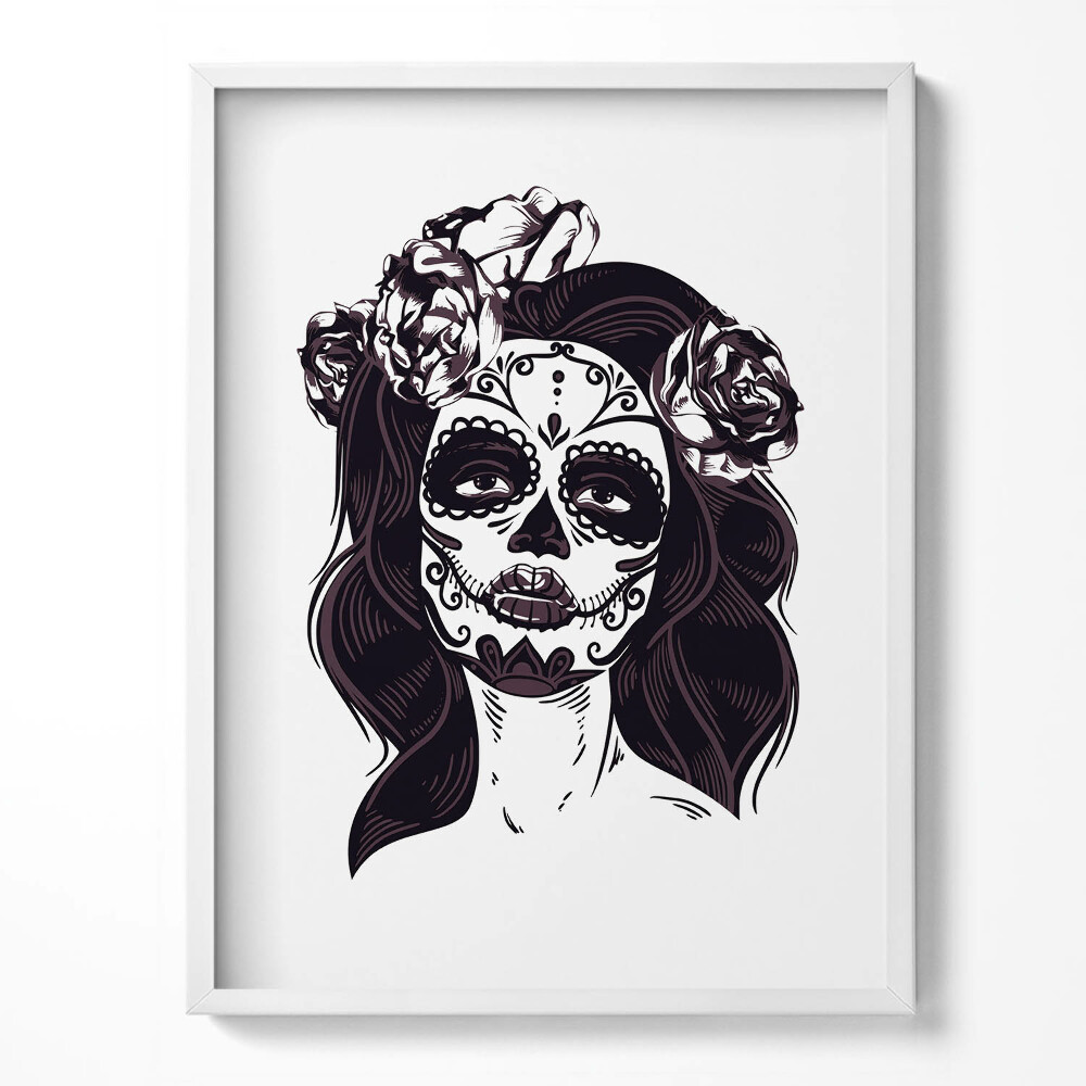 Tablou rama Ilustrație de fată în stil mexican