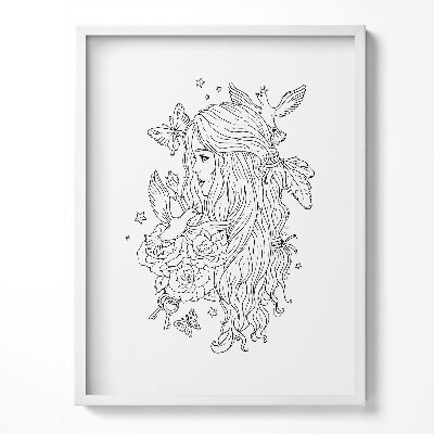 Tablou living cu rama Ilustrație artistică liniară pentru fete