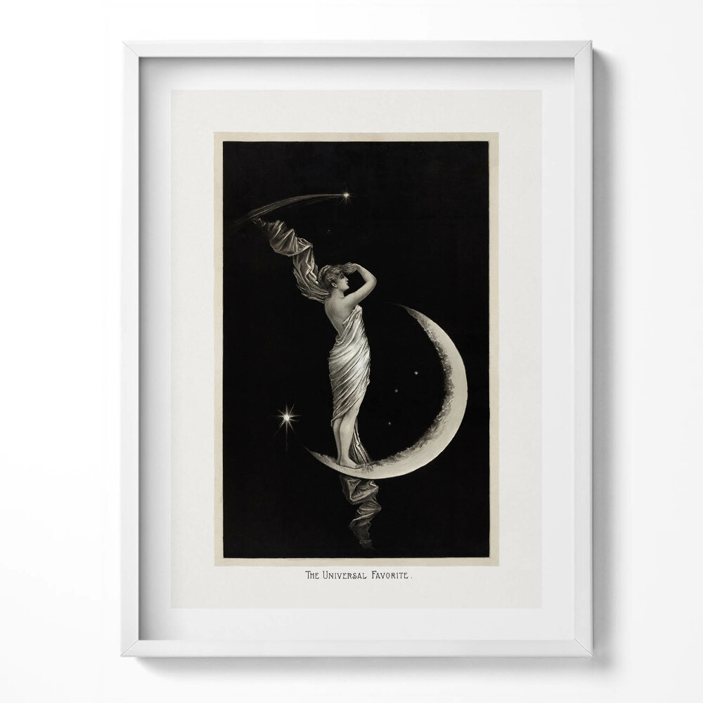 Tablou living cu rama Ilustrație vintage cu femeie și lună