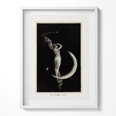 Tablou living cu rama Ilustrație vintage cu femeie și lună