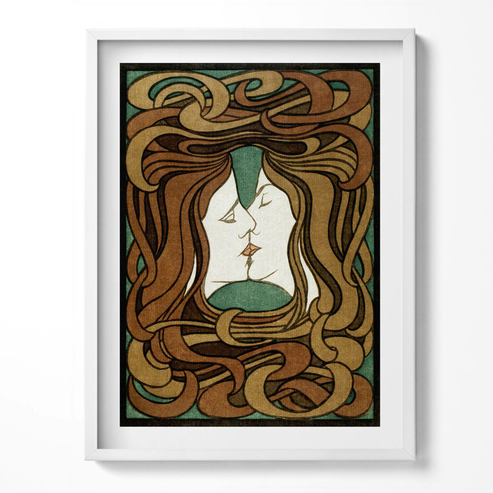 Tablou rama Ilustrație cu două femei sărutându-se