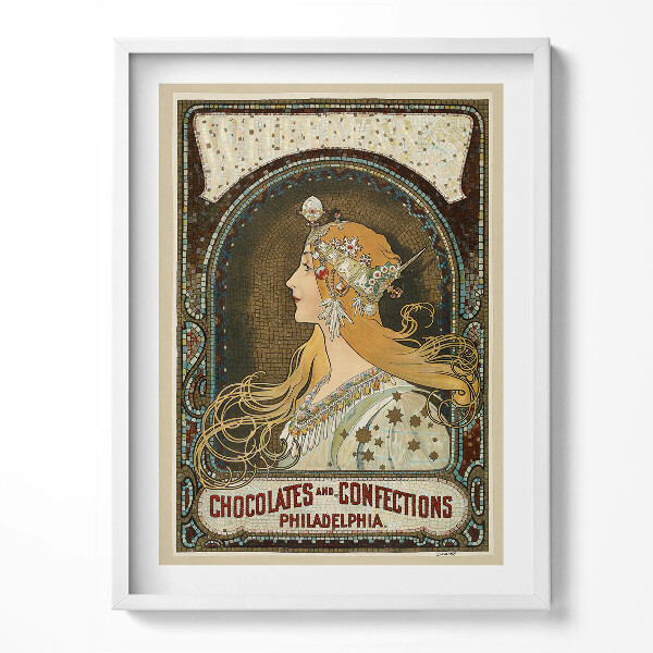 Tablou living cu rama Ilustrație a unei femei - Alfons Mucha