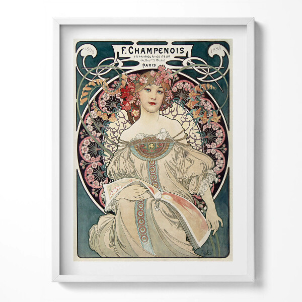 Tablou rama Ilustrație a unei femei - Alfons Mucha