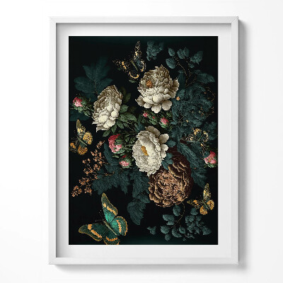 Tablou living cu rama Model botanic de flori