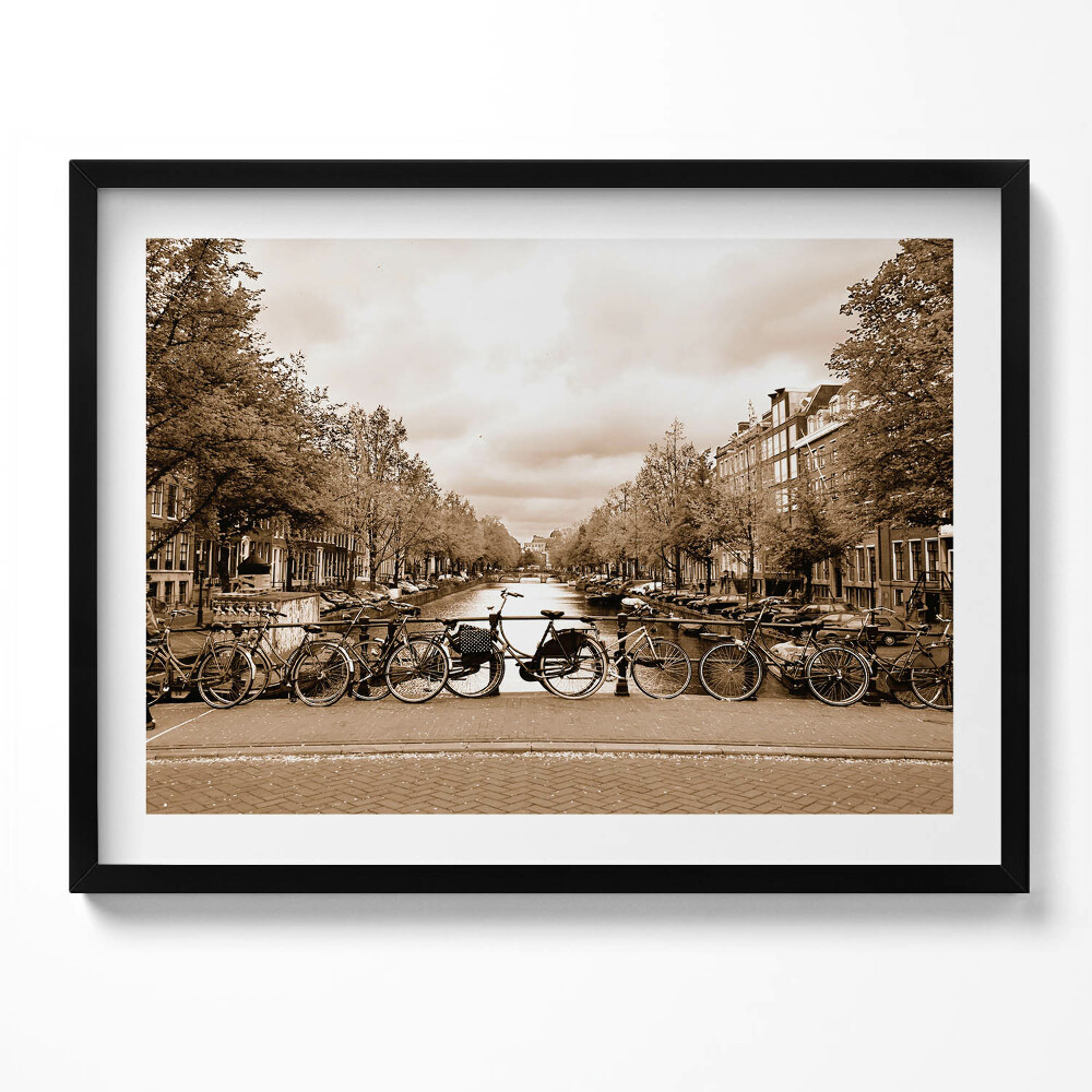 Tablou rama Vedere a Amsterdamului cu biciclete