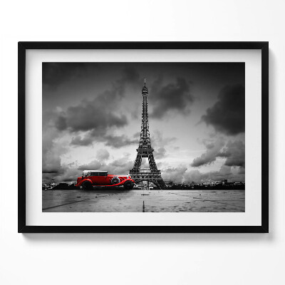 Tablou living cu rama Turnul Eiffel și Mașina Roșie