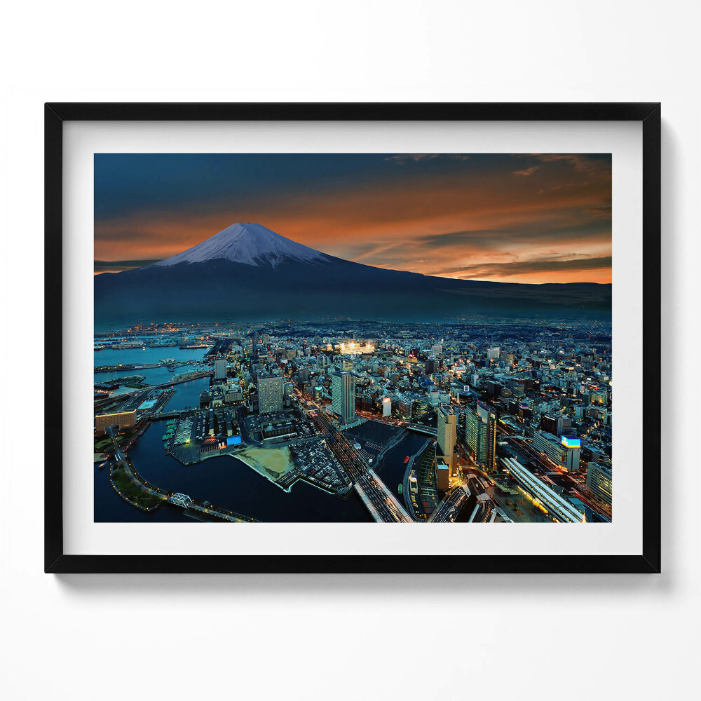 Tablou living cu rama Vedere a orașului Tokyo și a Muntelui Fuji