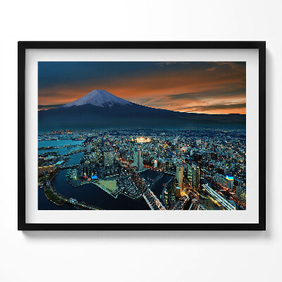 Tablou living cu rama Vedere a orașului Tokyo și a Muntelui Fuji