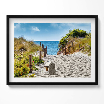 Tablou living cu rama Drum nisipos spre plajă și mare