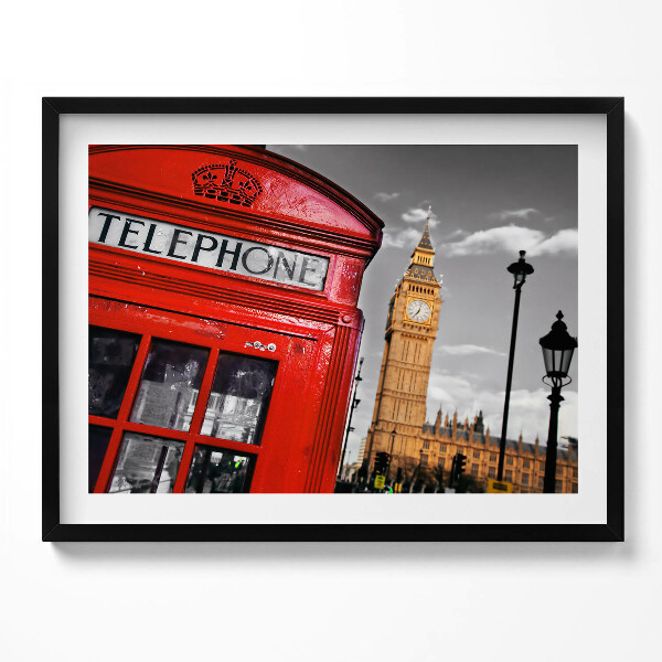 Tablou living cu rama Cabină telefonică și Big Ben - Anglia