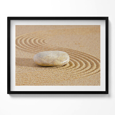 Tablou rama Piatră singuratică în nisip - zen