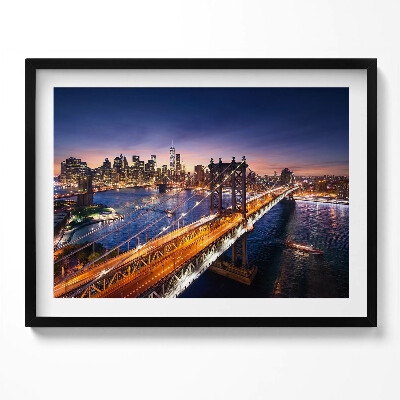 Tablou living cu rama New York - apus de soare peste Manhattan