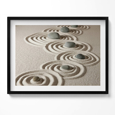 Tablou rama Zen - pietre pe cercuri de nisip