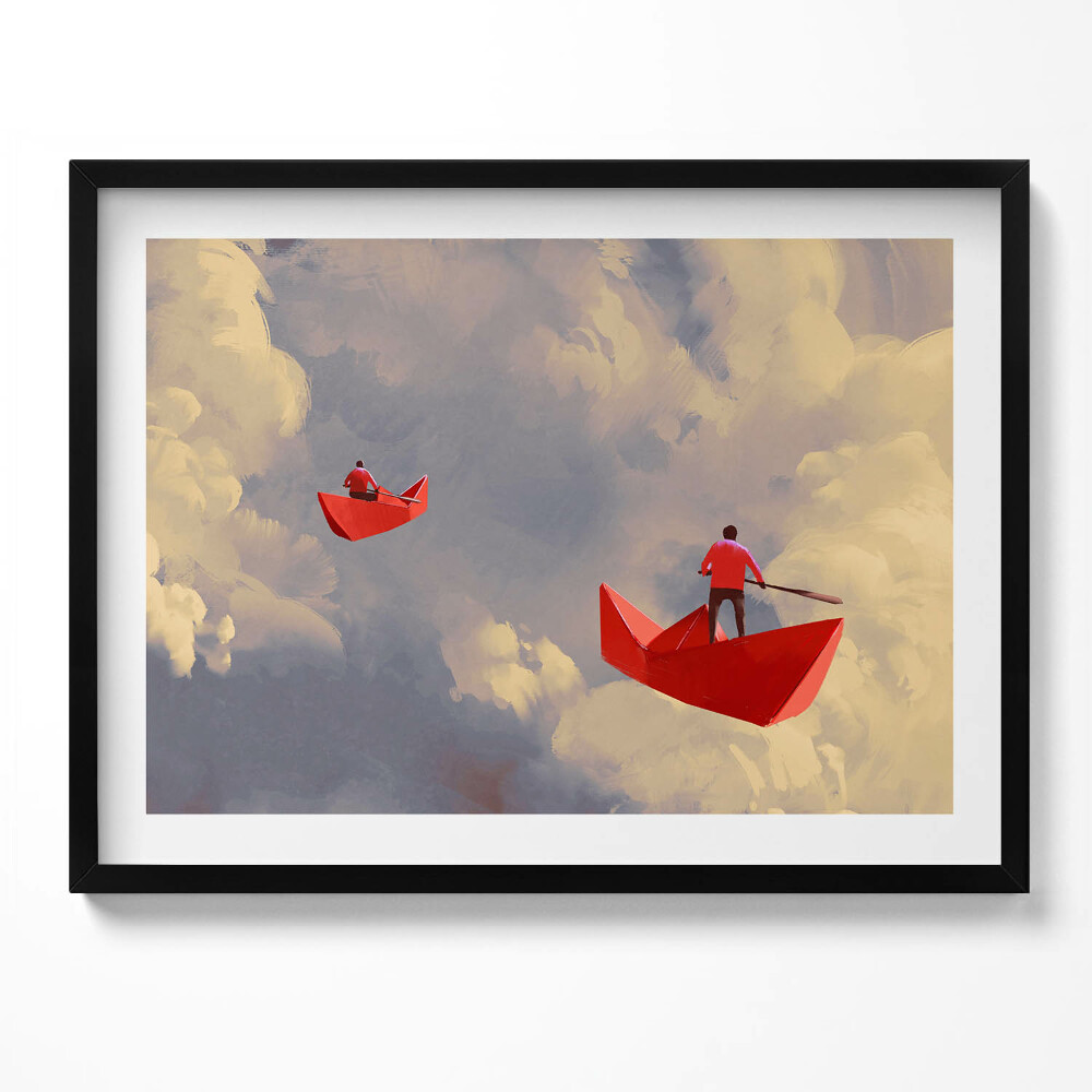 Tablou living cu rama Călătorind pe nave de hârtie