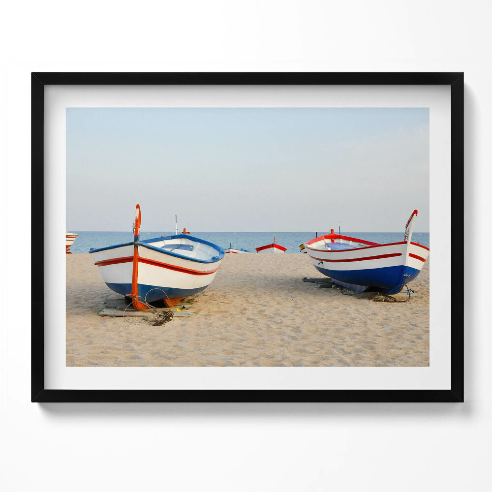 Tablou living cu rama Bărci pe plajă