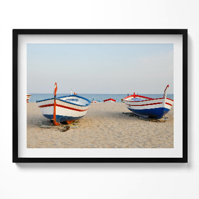 Tablou living cu rama Bărci pe plajă