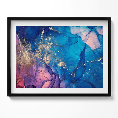 Tablou living cu rama Abstract albastru cu roz