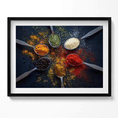 Tablou rama Linguri de bucătărie cu condimente colorate