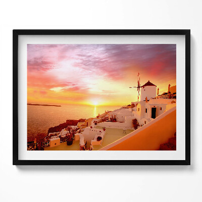 Tablou rama Santorini cu o moară de vânt veche