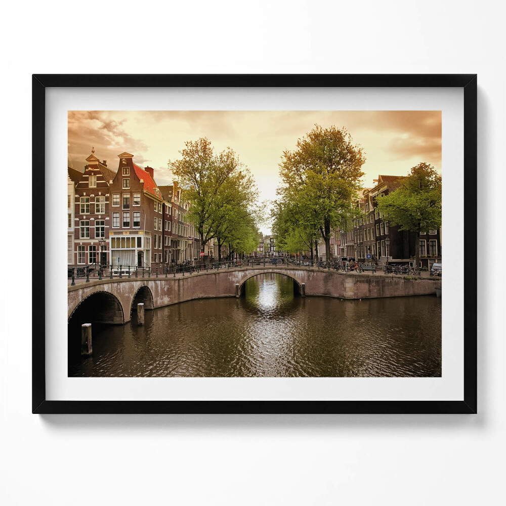 Tablou rama Canalele din Amsterdam în interiorul orașului