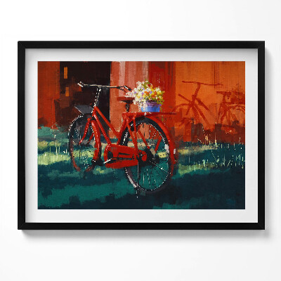Tablou living cu rama O bicicletă cu un aranjament floral