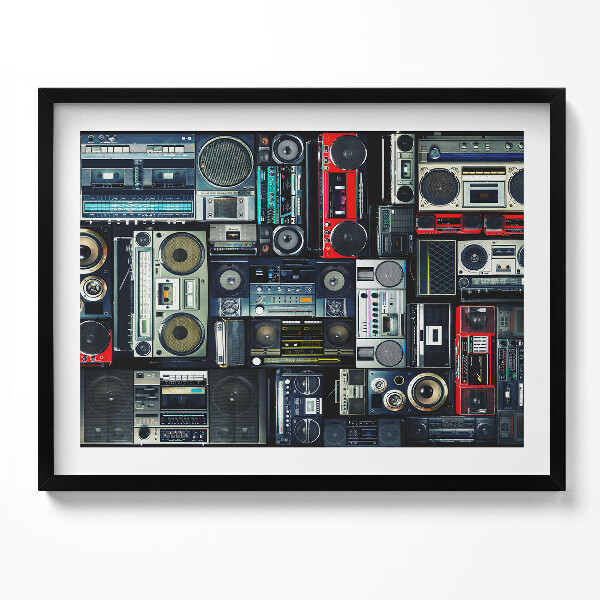Tablou living cu rama Muzică - Boombox vintage