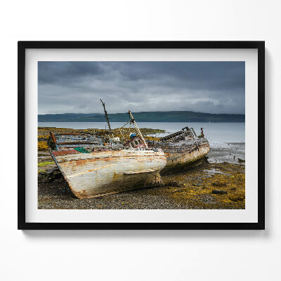 Tablou living cu rama Golful Salen și bărcile