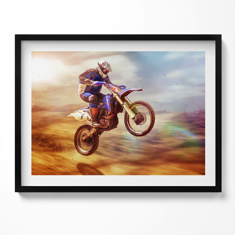 Tablou rama Motociclist în deșert
