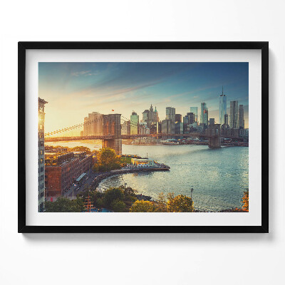 Tablou living cu rama Podul Brooklyn din New York, Manhattan