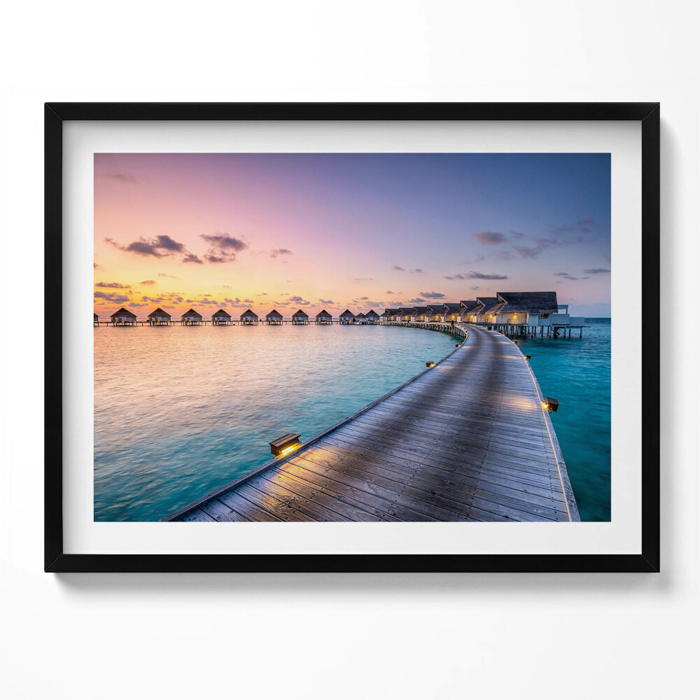 Tablou living cu rama Apus de soare Maldive