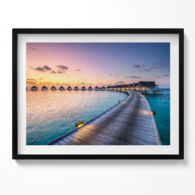 Tablou living cu rama Apus de soare Maldive