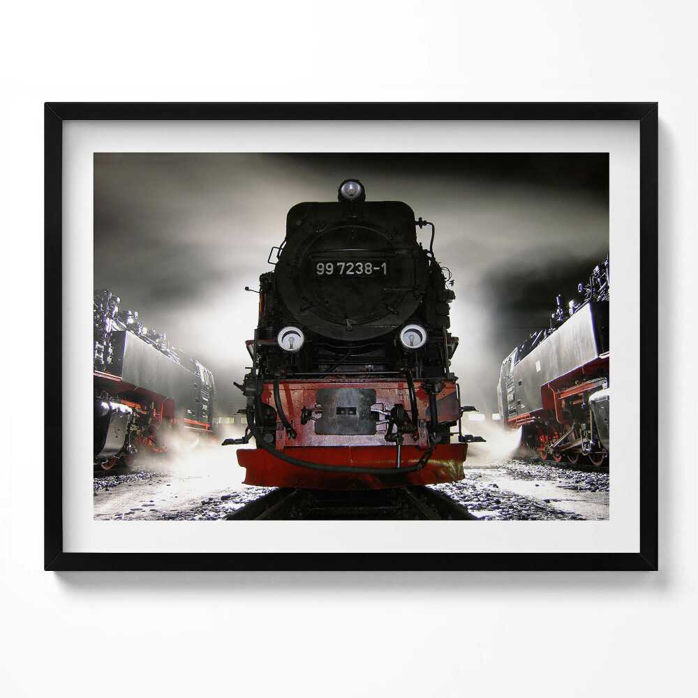 Tablou living cu rama Locomotive noaptea