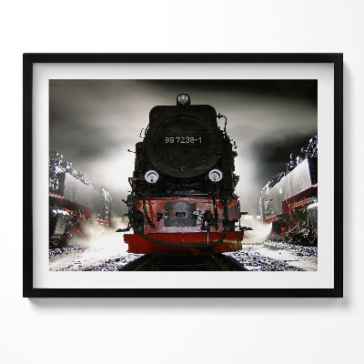 Tablou living cu rama Locomotive noaptea