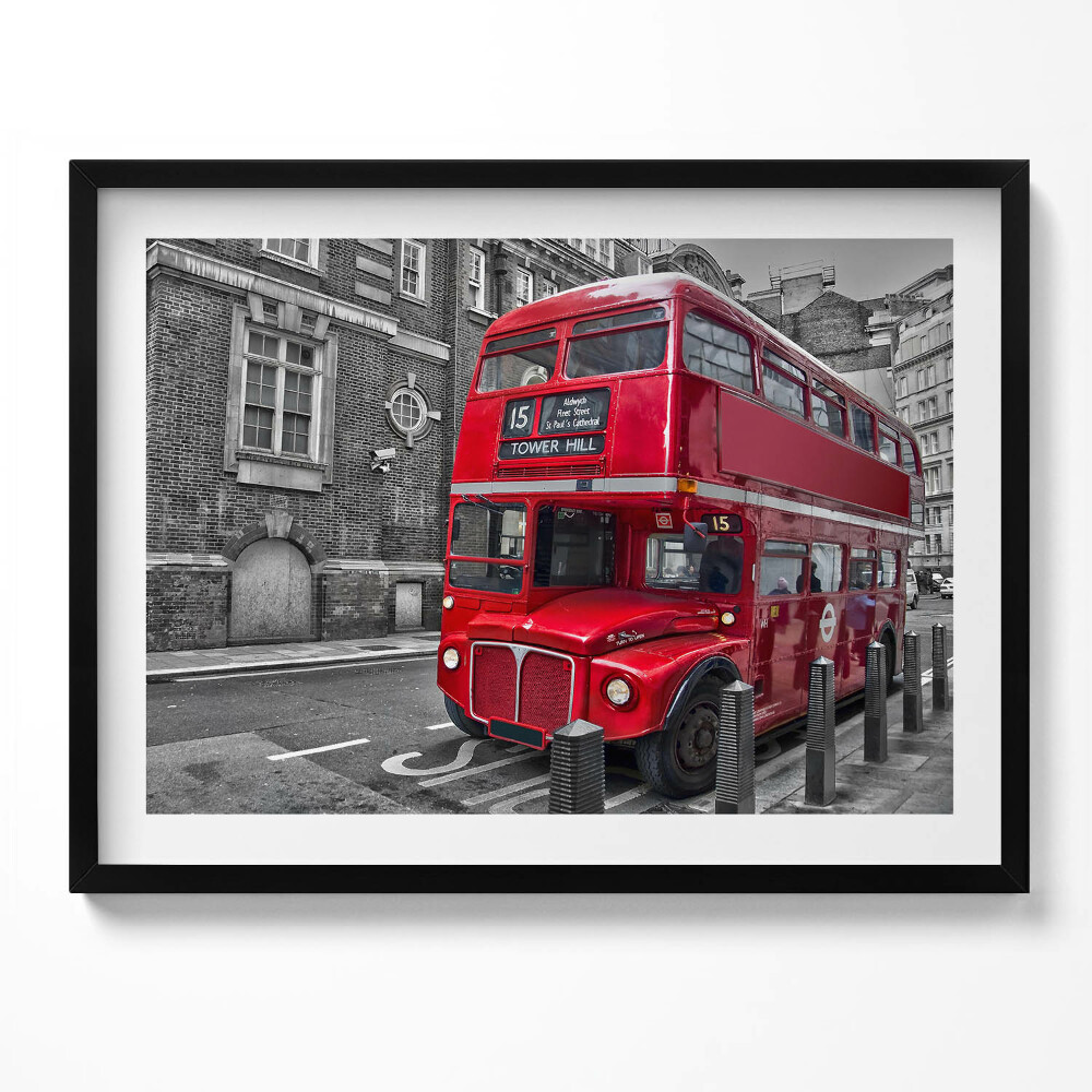 Tablou living cu rama Autobuz roșu cu etaj