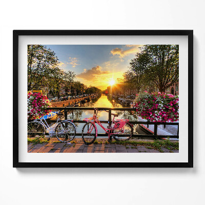 Tablou living cu rama Răsărit de soare peste Amsterdam