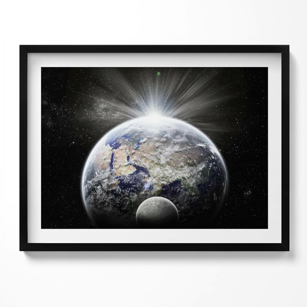 Tablou living cu rama Vedere a Pământului și a Lunii