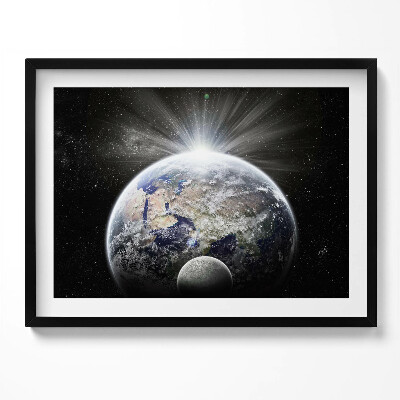 Tablou living cu rama Vedere a Pământului și a Lunii