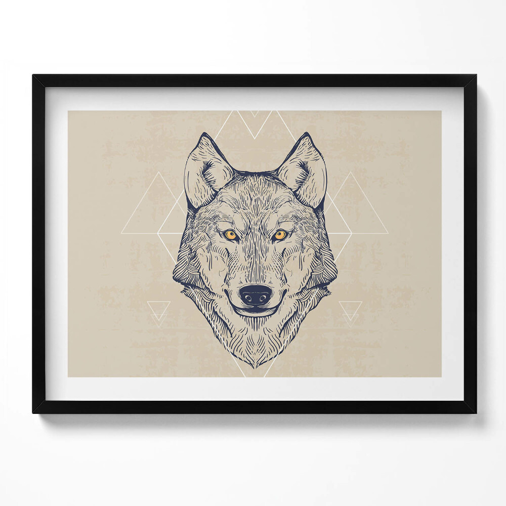 Tablou living cu rama Cap de lup
