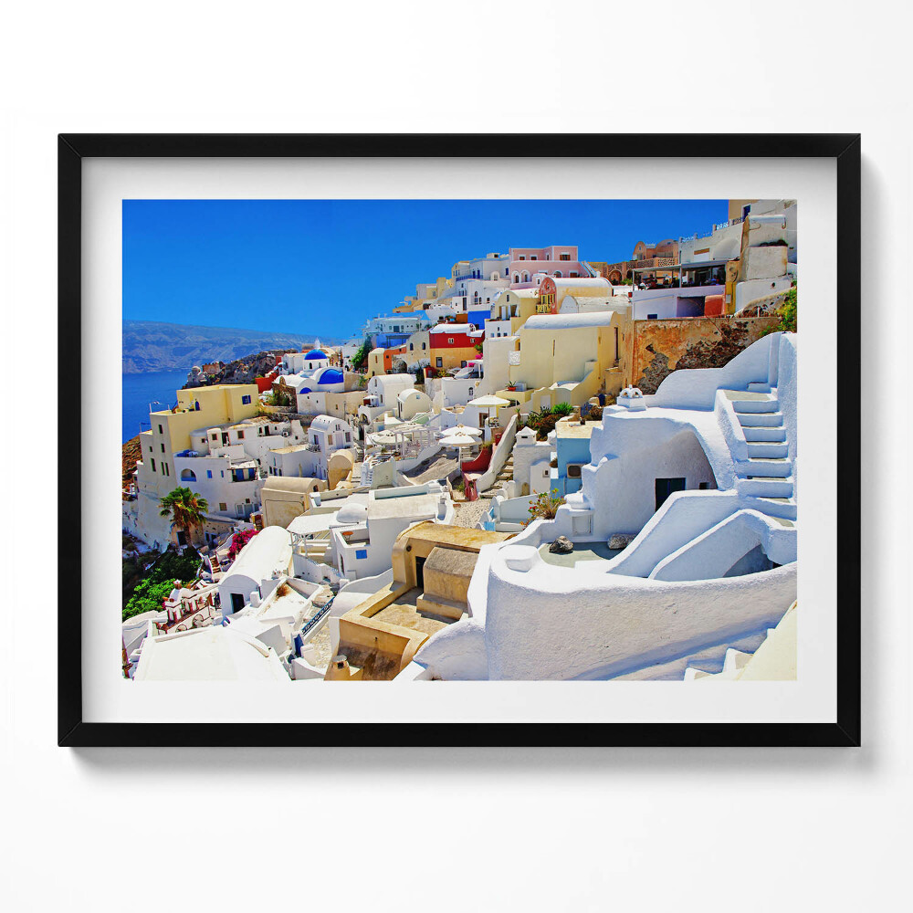 Tablou living cu rama Grecia Santorini